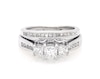 Thumbnail Image 1 of Previously Owned Princess-Cut Diamond Three-Stone Bridal Set 1 ct tw 14K White Gold Size 4.5