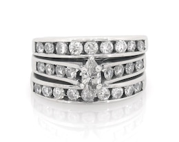 Previously Owned Marquise-Cut Diamond Bridal Set 1-1/3 ct tw 14K White Gold Size 4.75