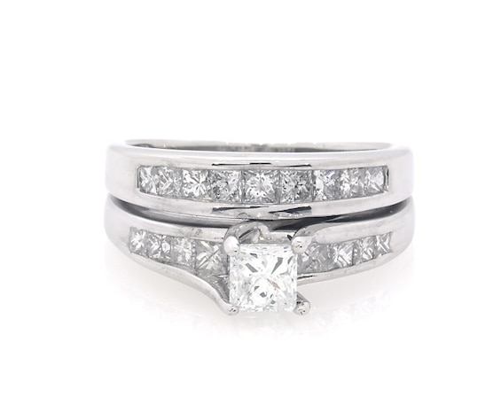 Previously Owned Princess-Cut Diamond Bridal Set 1-3/8 ct tw 14K White Gold Size