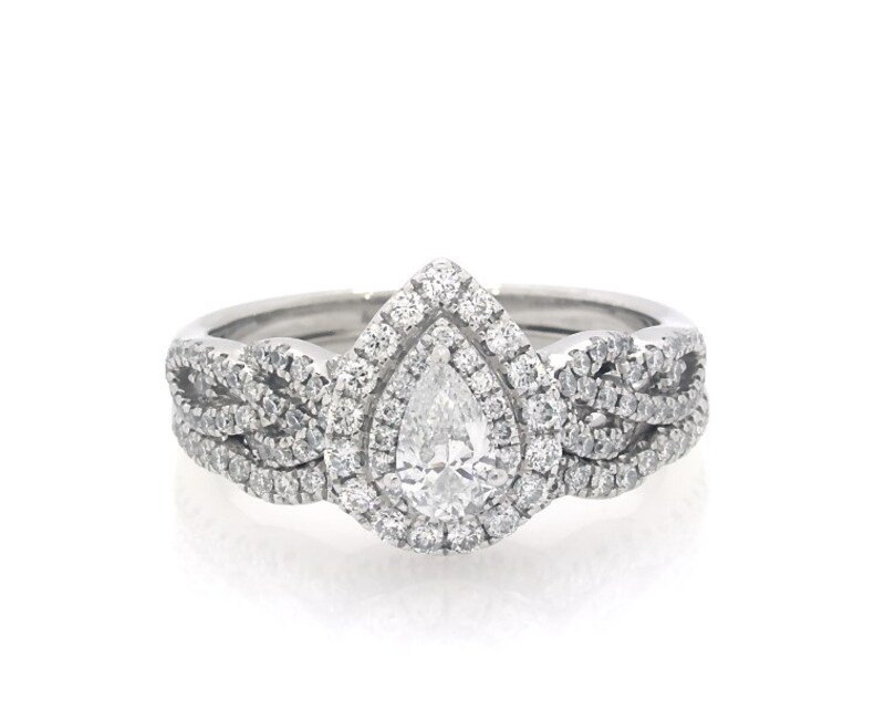 Main Image 1 of Previously Owned Neil Lane Pear-Shaped Diamond Bridal Set 7/8 ct tw 14K White Gold Size 5.75