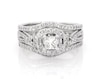 Thumbnail Image 1 of Previously Owned Adrianna Papell Princess-Cut Diamond Halo Twist Shank Bridal Set 1-1/4 ct tw 14K White Gold Size 7.5