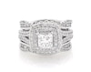Thumbnail Image 1 of Previously Owned Princess-Cut Diamond Cushion Double Halo Bridal Set 3 ct tw 14K White Gold Size 5.5