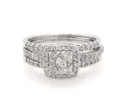 Previously Owned Multi-Diamond Bridal Set 1-1/8 ct tw 10K & 14K White Gold Size 7.25