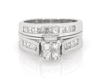 Thumbnail Image 1 of Previously Owned Princess-Cut Quad Diamond Bridal Set 1-3/8 ct tw 14K White Gold Size 6.75