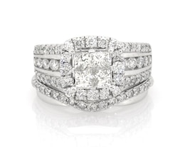Previously Owned Princess-Cut Quad Diamond Bridal Set 2-1/5 ct tw 14K White Gold Size 5