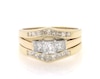Thumbnail Image 1 of Previously Owned Princess-Cut Diamond Three-Stone Bridal Set 1-3/4 ct tw 14K Yellow Gold & Platinum Size 11