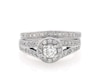 Thumbnail Image 1 of Previously Owned Round-Cut Diamond Halo Bridal Set 3/4 ct tw 14K White Gold Size 6