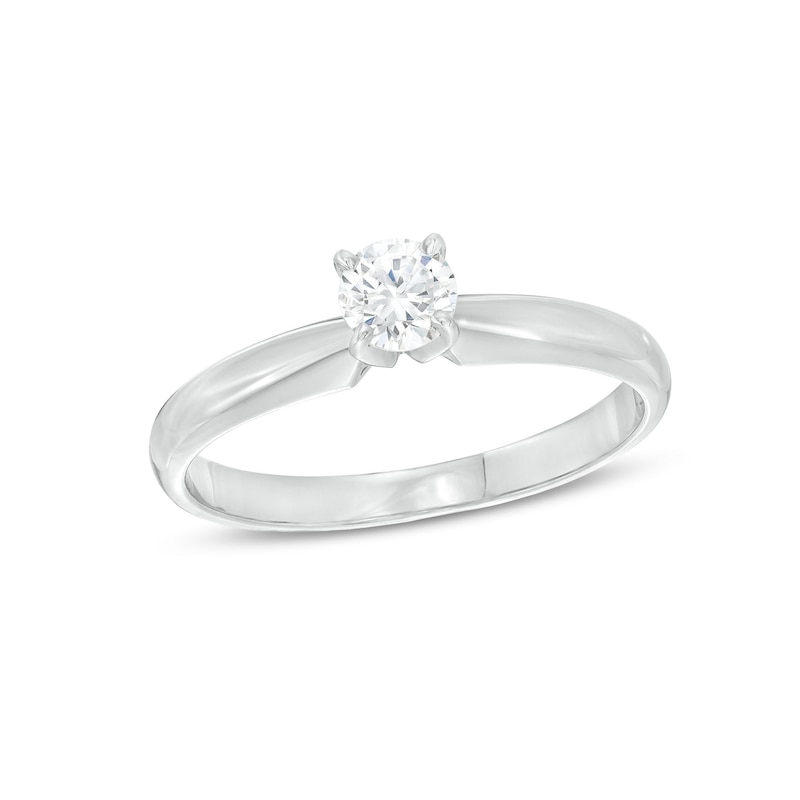 Main Image 1 of Previously Owned Diamond Solitaire Ring 1/3 carat Round-Cut 14K White Gold (I/I2)