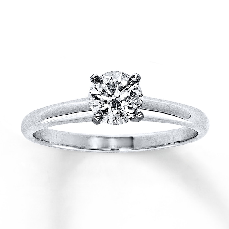 Main Image 1 of Previously Owned Certified Diamond Ring 5/8 carat Round-Cut 14K White Gold (I/I1)