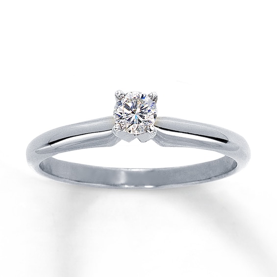 Previously Owned Diamond Solitaire Ring 1/5 carat Round-cut 14K White Gold (K/I2)