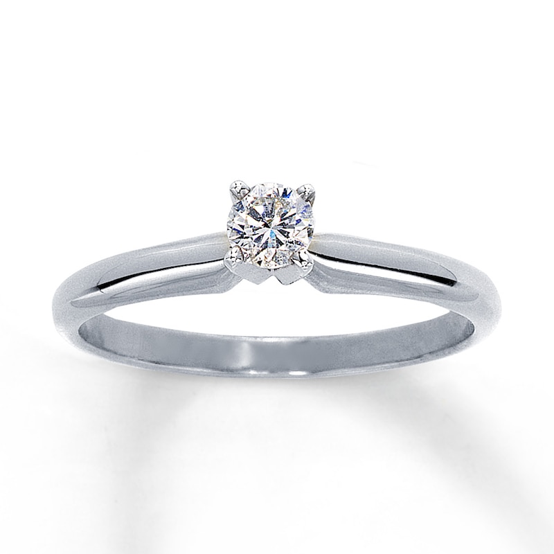 Main Image 1 of Previously Owned Diamond Solitaire Ring 1/5 carat Round-cut 14K White Gold (K/I2)
