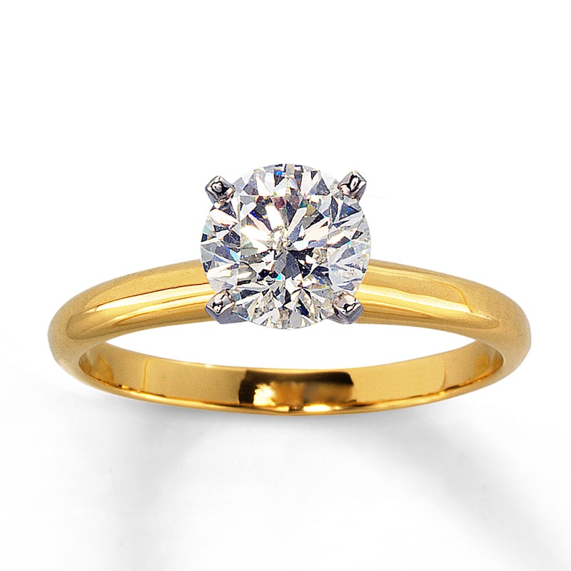 Main Image 1 of Previously Owned Diamond Solitaire Ring 1 carat Round-cut 14K Yellow Gold (K/I2)