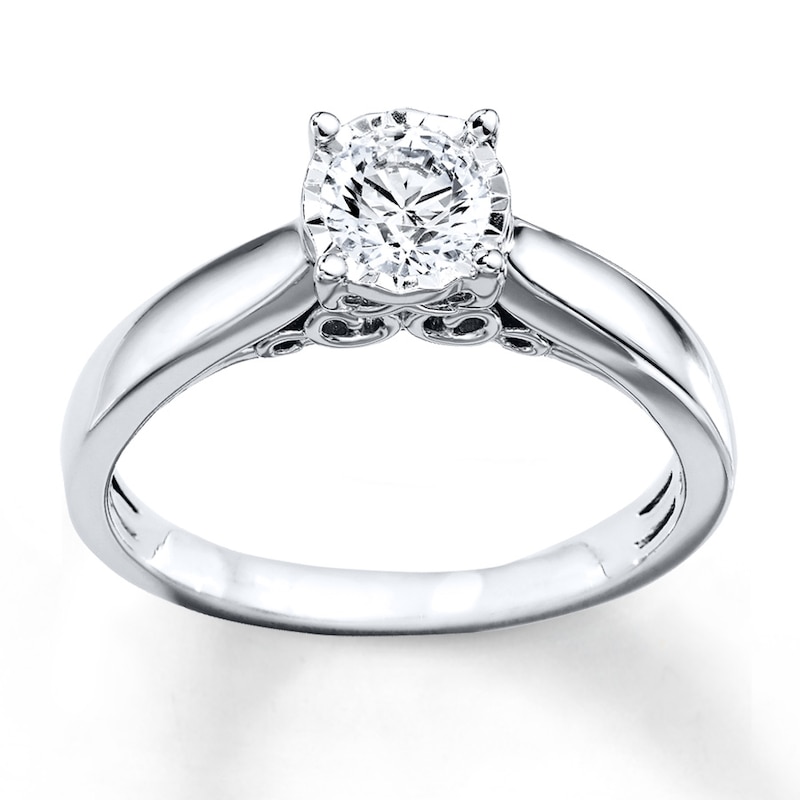 Main Image 1 of Previously Owned Diamond Engagement Ring 1/2 Carat Round-cut 10K White Gold