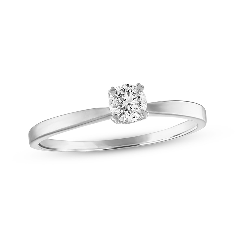 Main Image 1 of Previously Owned Solitaire Engagement Ring 1/4 Carat Diamond 14K White Gold (I/I2)