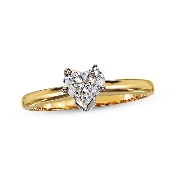 Previously Owned Heart-Shaped Diamond Solitaire Engagement Ring 1/2 ct tw 14K Two-Tone Gold (I/I2)