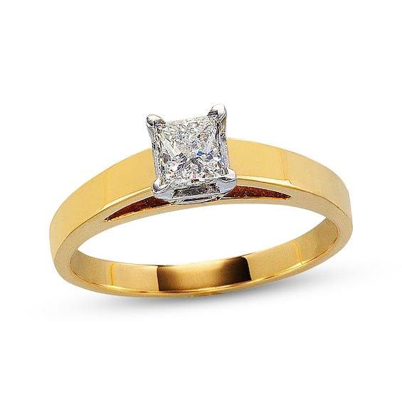 Previously Owned Princess-Cut Diamond Solitaire Engagement Ring 1/2 ct tw 14K Two-Tone Gold (I/I2)