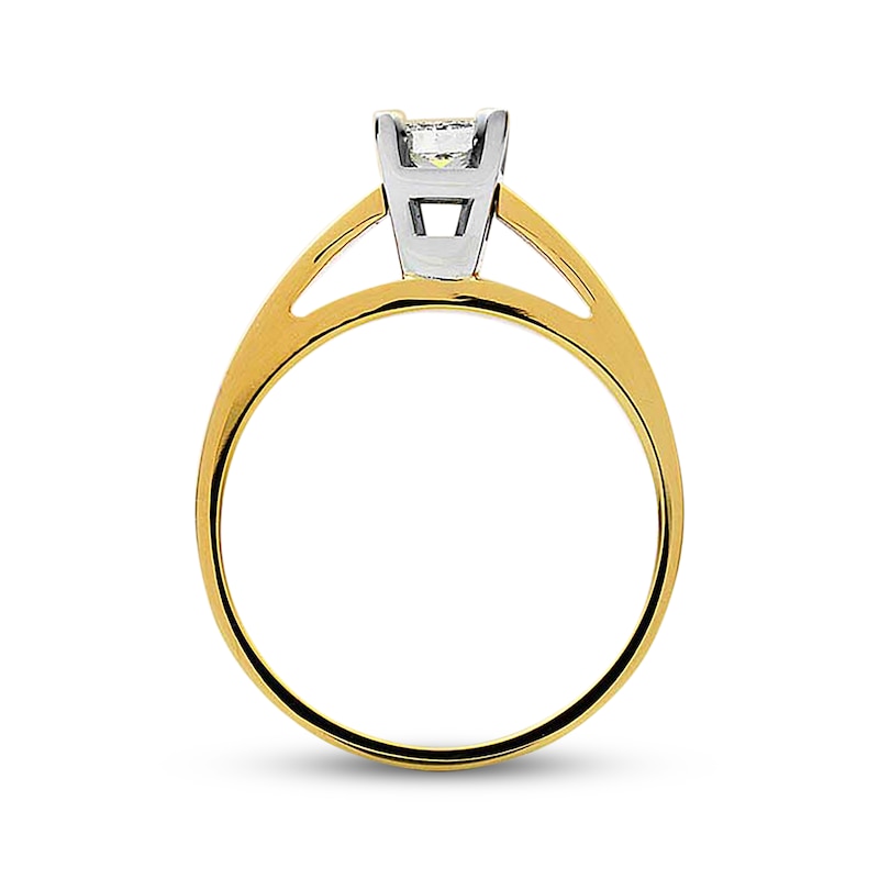 Main Image 2 of Previously Owned Princess-Cut Diamond Solitaire Engagement Ring 1/2 ct tw 14K Two-Tone Gold (I/I2)