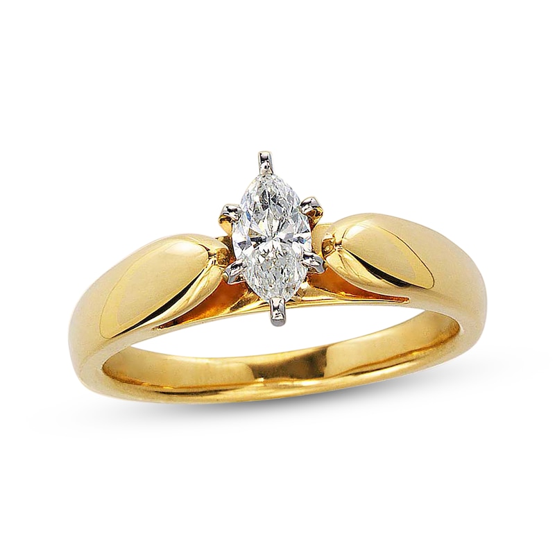 Main Image 1 of Previously Owned Certified Marquise Diamond Solitaire Ring 3/8 ct tw 14K Yellow Gold