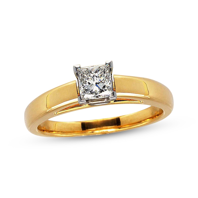Main Image 1 of Previously Owned Certified Princess Diamond Solitaire Ring 5/8 ct tw 14K Yellow Gold