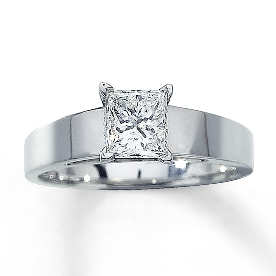 Previously Owned Diamond Solitaire Ring 1 carat Princess-cut 14K White Gold