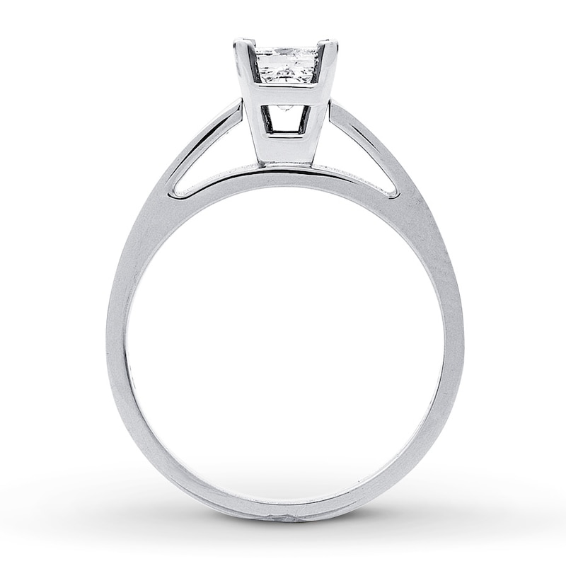 Main Image 2 of Previously Owned Diamond Solitaire Ring 3/4 carat Princess-Cut 14K White Gold
