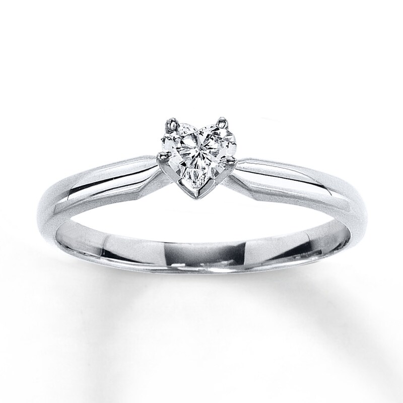 Main Image 1 of Previously Owned Diamond Solitaire Ring 1/4 carat Heart-shaped 14K White Gold (I/I2)