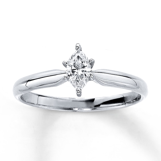 Previously Owned Diamond Solitaire Ring 1/4 carat Marquise 14K White Gold