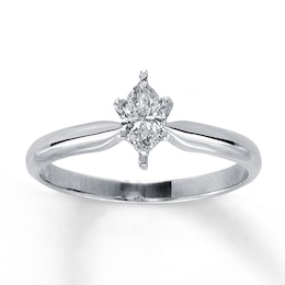Previously Owned Diamond Solitaire Ring 1/3 carat Marquise 14K White Gold (I/I2)