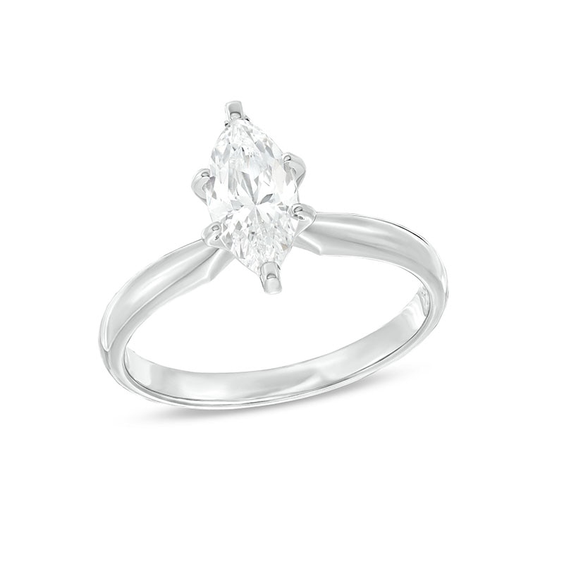 Main Image 1 of Previously Owned Diamond Solitaire Ring 1 carat Marquise 14K White Gold (I/I2)