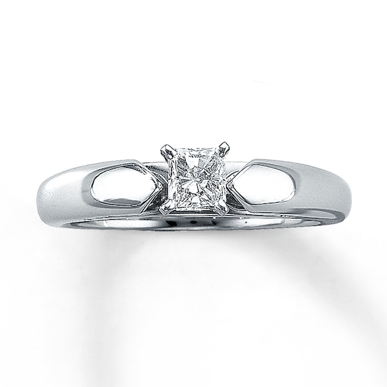 Previously Owned Certified Princess-Cut Diamond Solitaire Engagement Ring 3/8 ct tw 14K White Gold (F/I1)