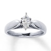 Thumbnail Image 1 of Previously Owned Certified Marquise-Cut Diamond Solitaire Engagement Ring 3/8 ct tw 14K White Gold (F/I1)