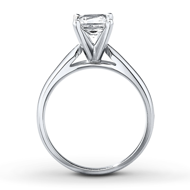 Main Image 2 of Previously Owned Princess-Cut Diamond Solitaire Engagement Ring 1 ct tw 14K White Gold (J/I3)