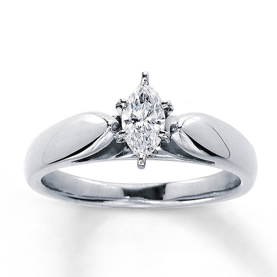 Previously Owned Certified Diamond Ring 1/3 carat Marquise-cut 14K White Gold