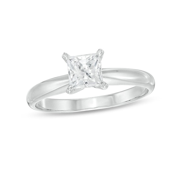 Previously Owned Diamond Solitaire Ring 3/4 Carat Princess-Cut 14K White Gold (I/I2)