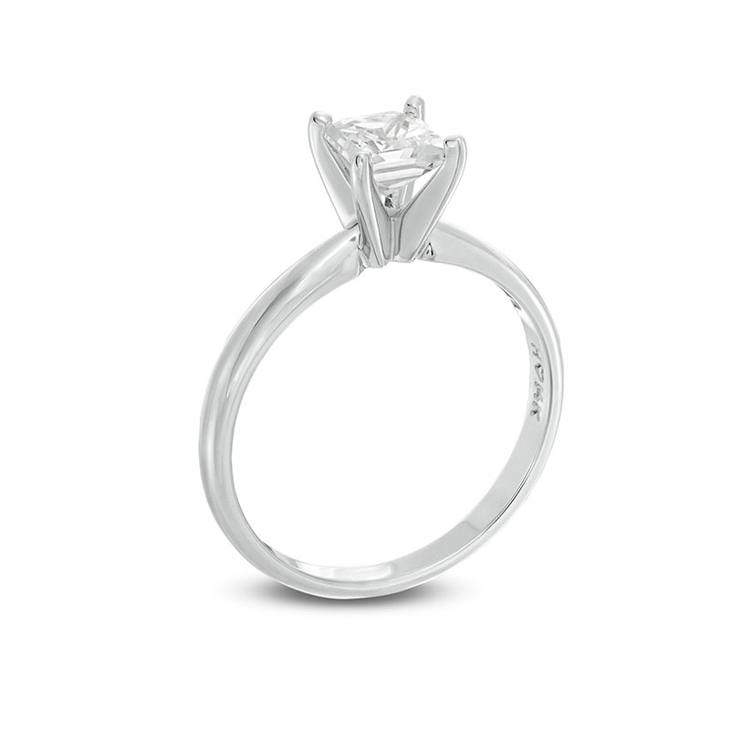 Main Image 3 of Previously Owned Diamond Solitaire Ring 3/4 Carat Princess-Cut 14K White Gold (I/I2)