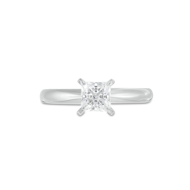 Main Image 4 of Previously Owned Diamond Solitaire Ring 3/4 Carat Princess-Cut 14K White Gold (I/I2)