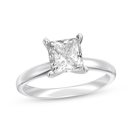 Previously Owned Certified Diamond Solitaire Engagement Ring 1-1/2 ct tw Princess 14K White Gold (I/I2)