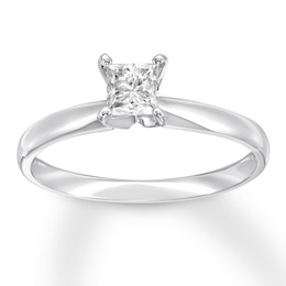 Previously Owned Certified Diamond Solitaire 1/2 ct Princess-cut 14K White Gold (I/I1)
