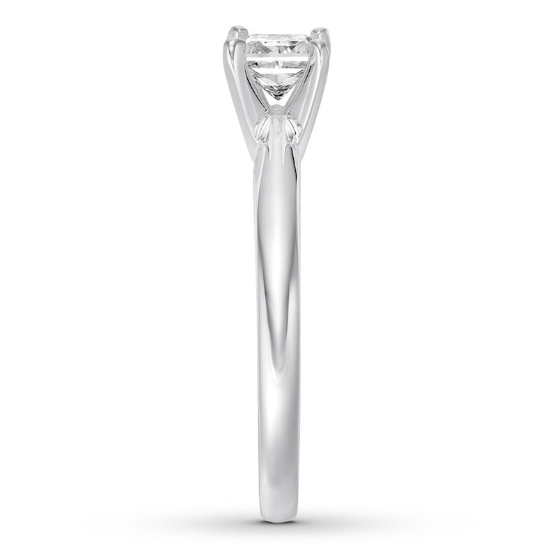 Main Image 3 of Previously Owned Certified Diamond Solitaire 1/2 ct Princess-cut 14K White Gold (I/I1)