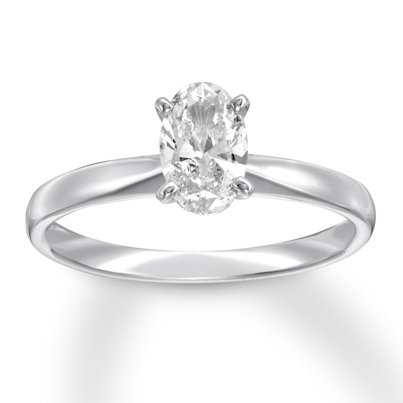 Previously Owned Certified Diamond Solitaire 3/4 Carat Oval 14K White Gold (I/I1)