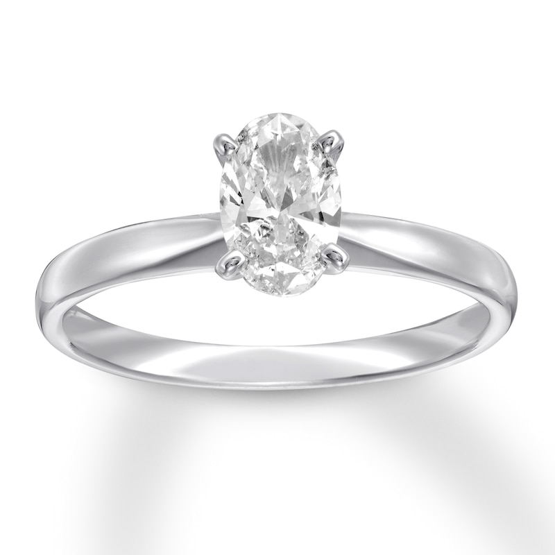 Main Image 1 of Previously Owned Certified Diamond Solitaire 3/4 Carat Oval 14K White Gold (I/I1)