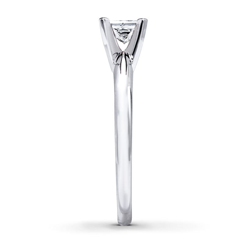 Main Image 3 of Previously Owned Diamond Solitaire Ring 1/2 carat Princess-Cut 14K White Gold (I/I2)