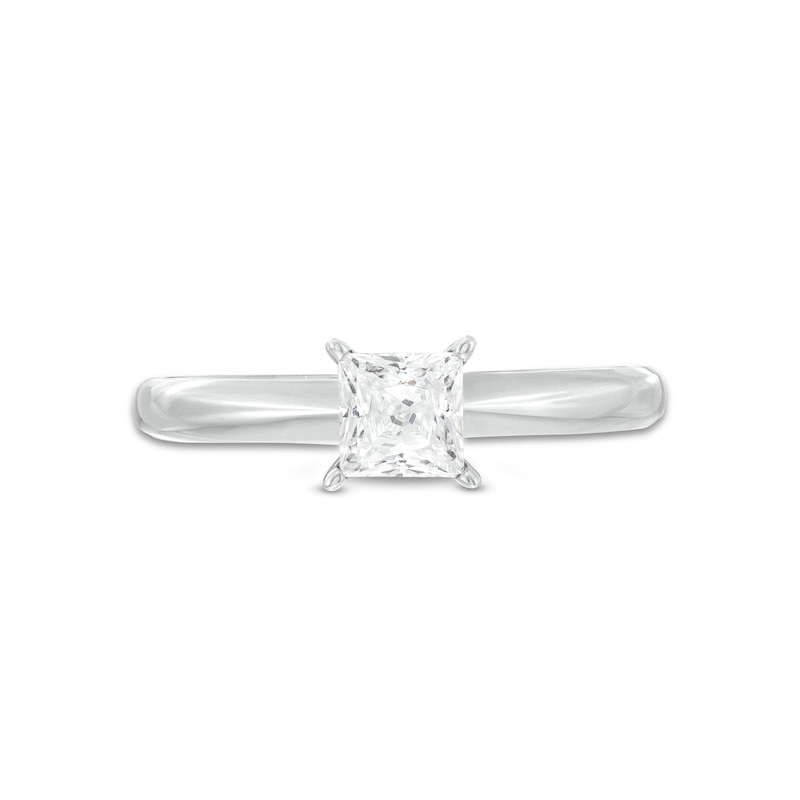 Main Image 4 of Previously Owned Princess-Cut Diamond Solitaire Engagement Ring 1/2 ct tw 14K White Gold (I/I2)