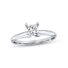 Previously Owned Diamond Solitaire Ring 1/2 carat Princess-Cut 14K White Gold (I/I2)