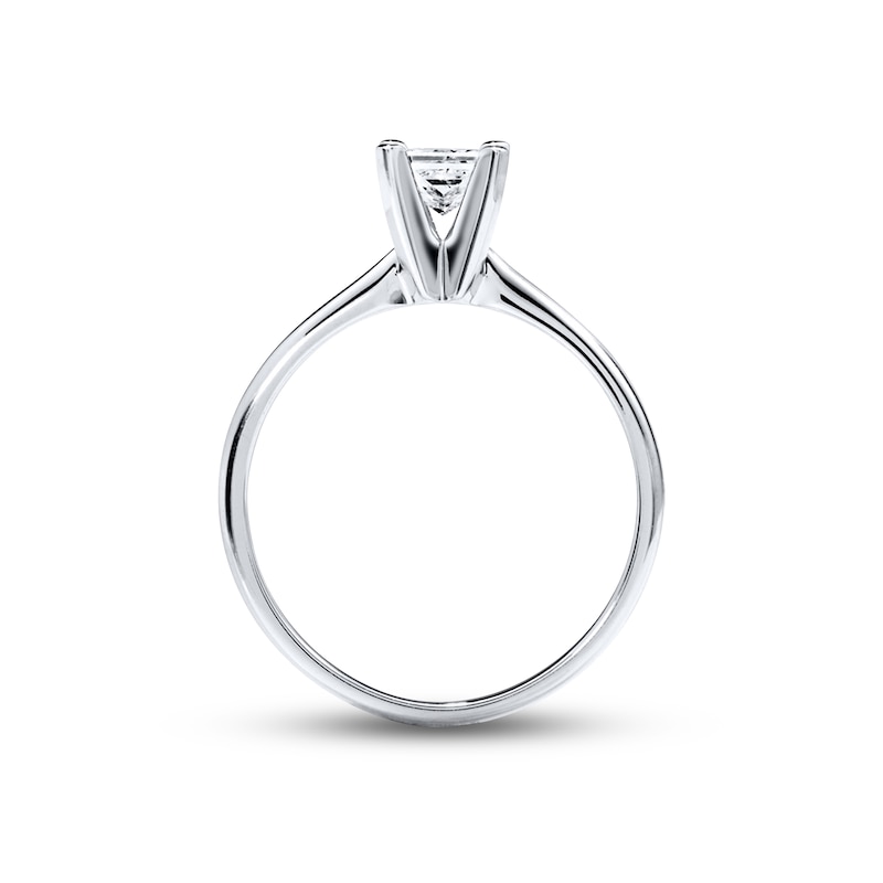 Main Image 3 of Previously Owned Diamond Solitaire Ring 1/2 carat Princess-Cut 14K White Gold (I/I2)