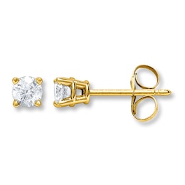 Previously Owned Diamond Solitaire Earrings 3/4 ct tw Round-cut 14K Yellow Gold (I/I2)