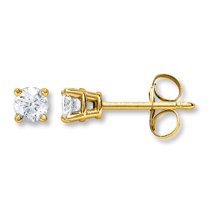 Main Image 1 of Previously Owned Diamond Solitaire Earrings 3/4 ct tw Round-cut 14K Yellow Gold (I/I2)