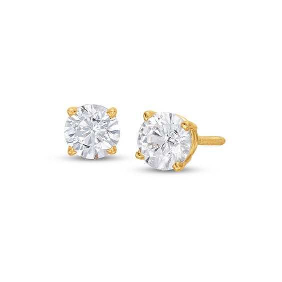 Previously Owned Diamond Solitaire Earrings 1 ct tw Round-cut 14K Yellow Gold (I/I2)