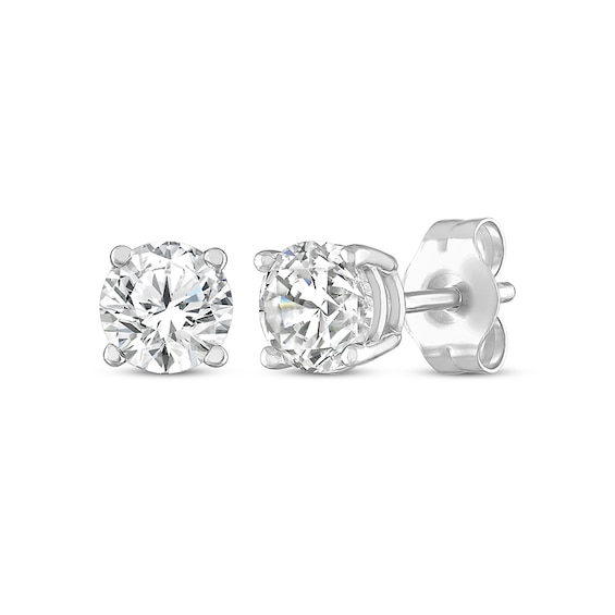Previously Owned Diamond Solitaire Earrings 3/4 ct tw Round-cut 14K White Gold