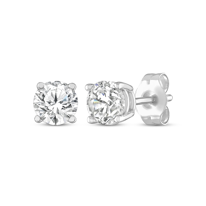Main Image 1 of Previously Owned Diamond Solitaire Earrings 3/4 ct tw Round-cut 14K White Gold